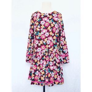 Hanna Andersson Girls 7/8 (130) Knit Floral Ric Rac Trimmed Dress